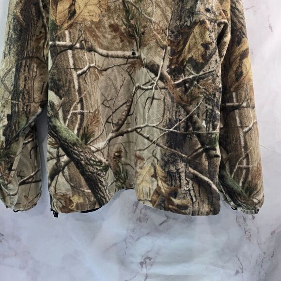 Habit Jacket Mens Large Camo Fleece Hunting Coat Zip Woodland Forest Quiet - Picture 7 of 12